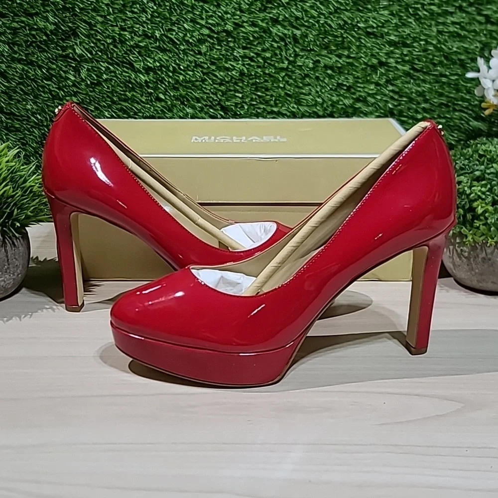 Michael Kors Chantal Platform Pump Crimson 7.5 M New - Picture 2 of 8